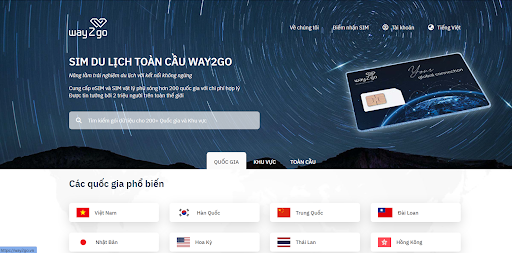  Mua SIM trực tuyến tại website của Way2Go