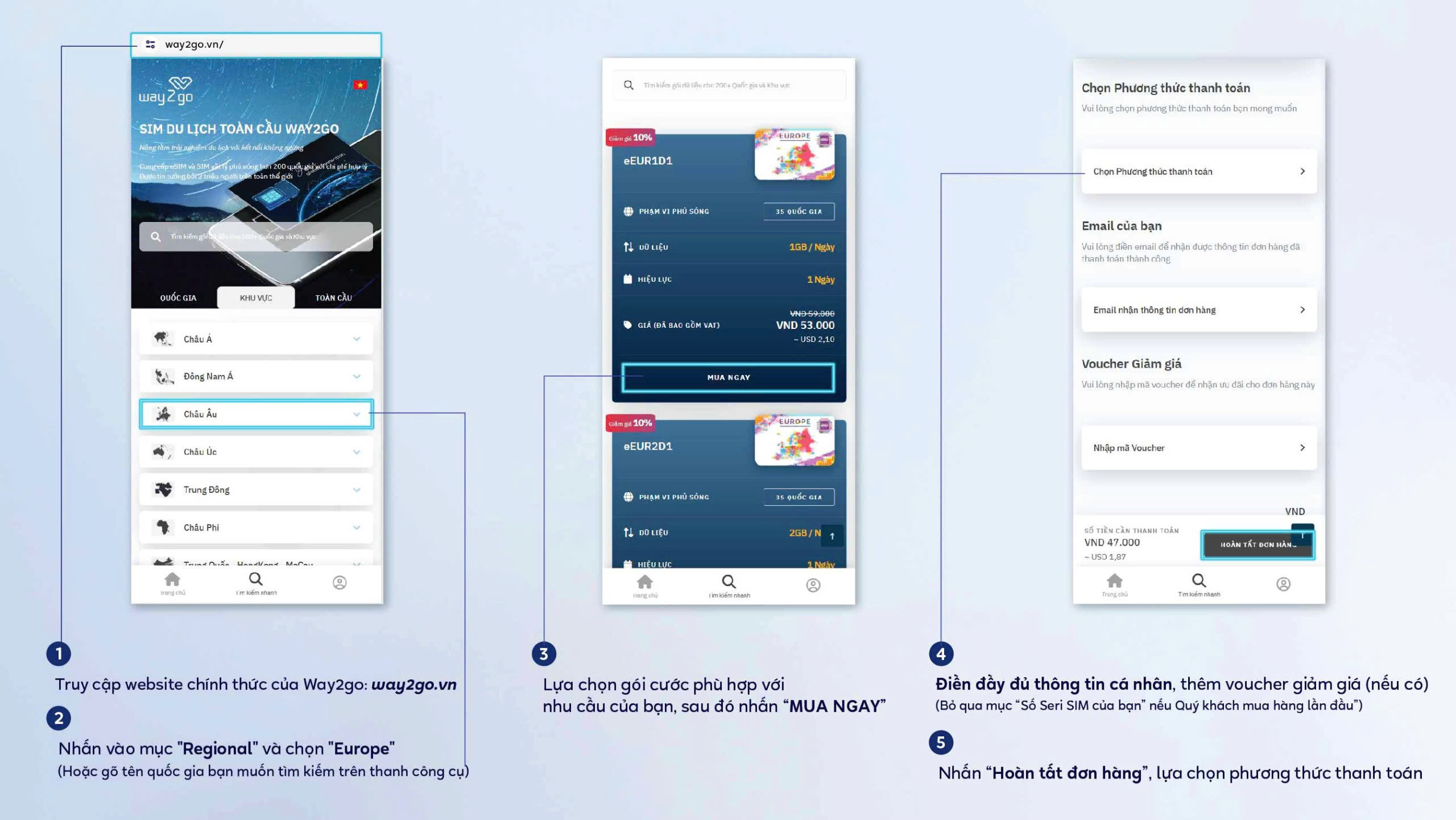 Mua trực tuyến trên website Way2go