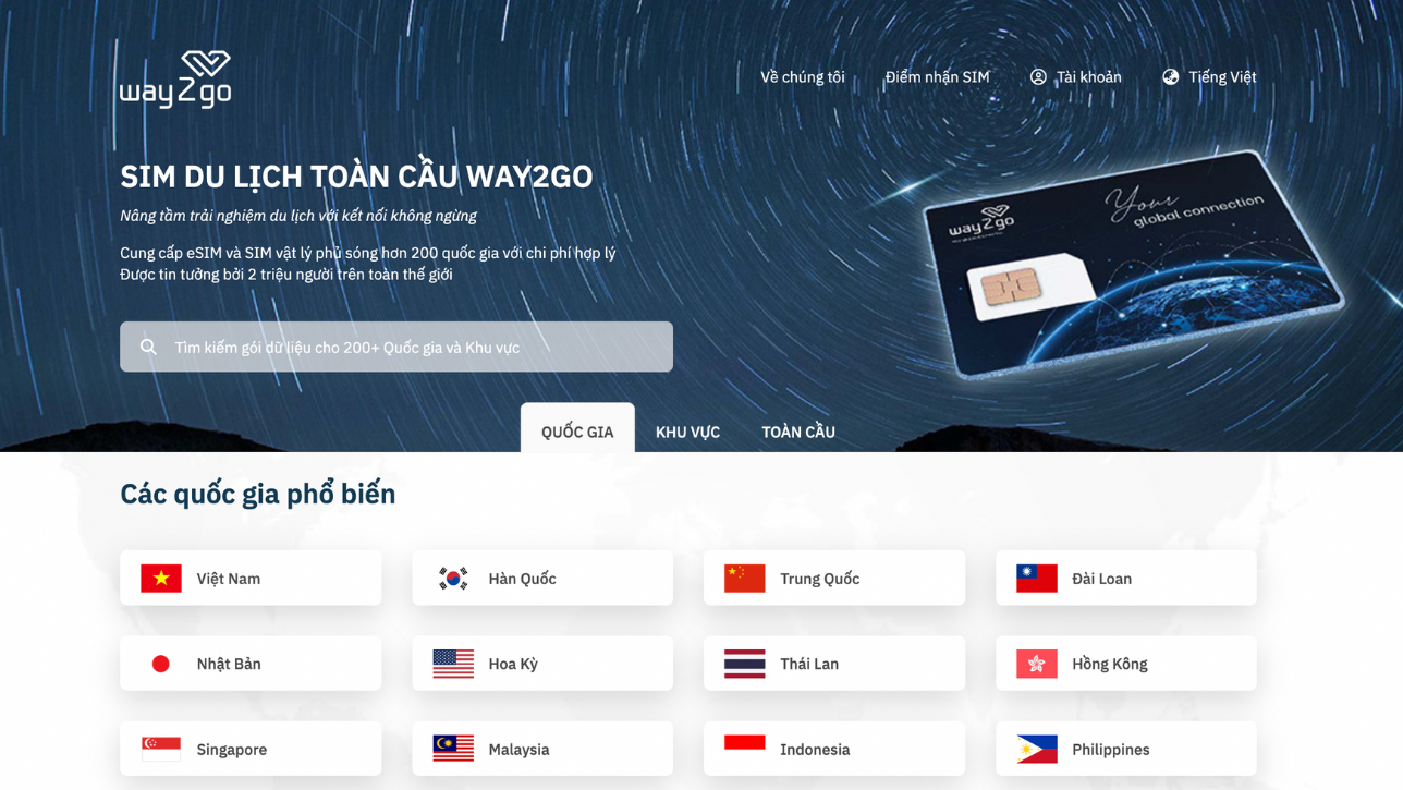 Way2go - Nhà cung cấp SIM du lịch & eSIM đáng tin cậy