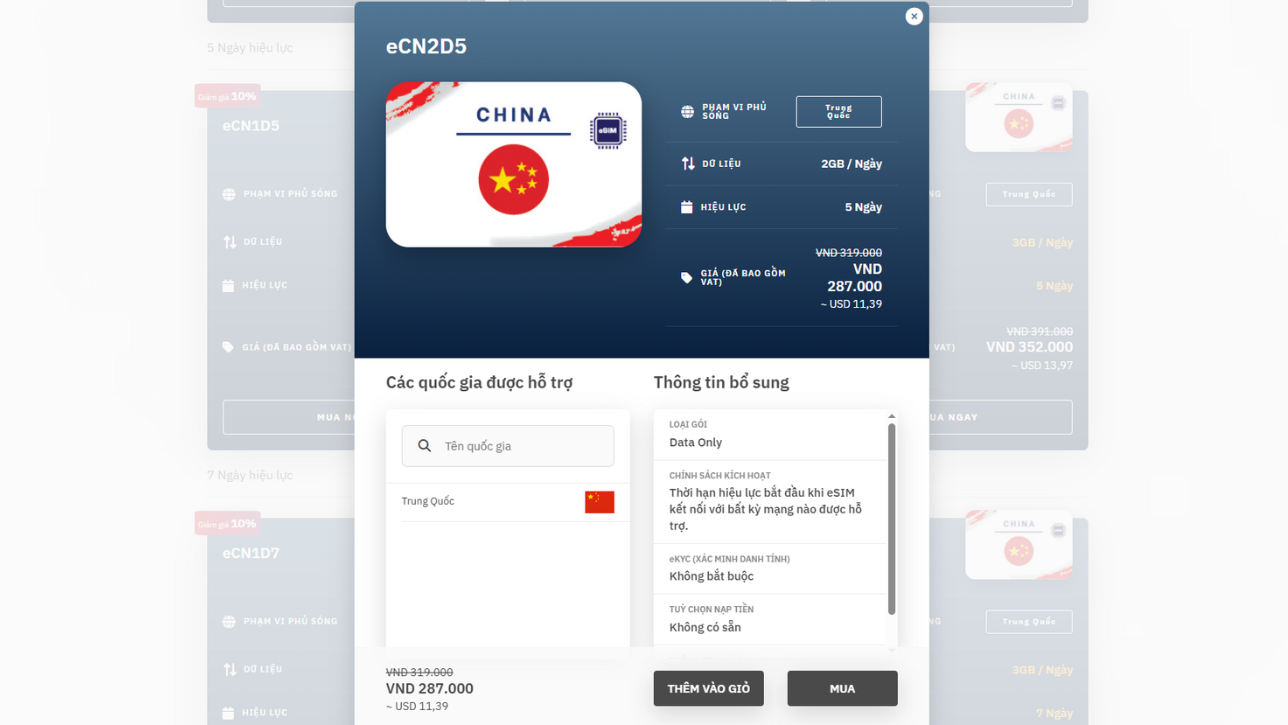 Mua eSIM du lịch Trung Quốc