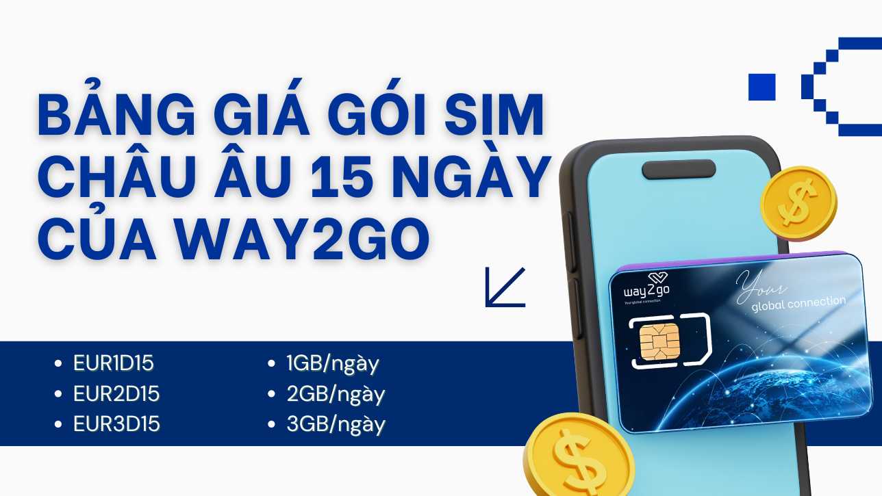 Bảng giá gói SIM Châu Âu 15 ngày của Way2go