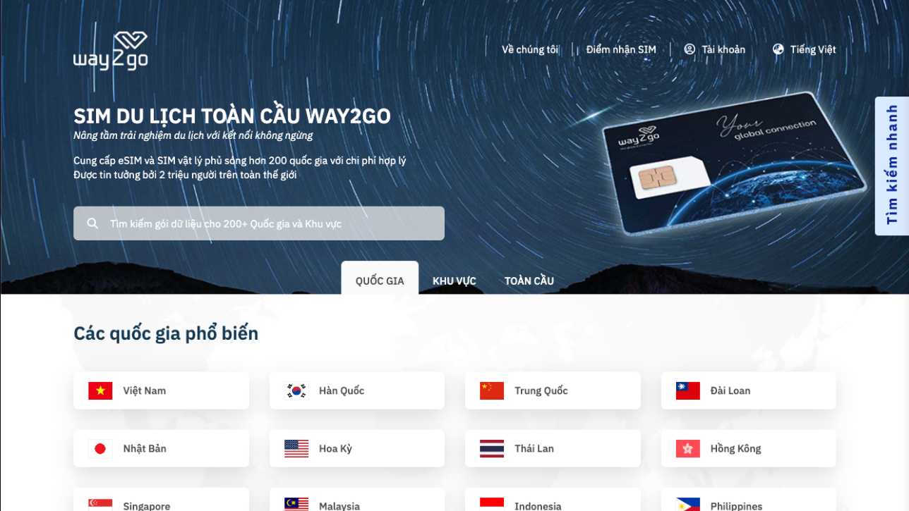 Mua SIM Way2go trực tuyến